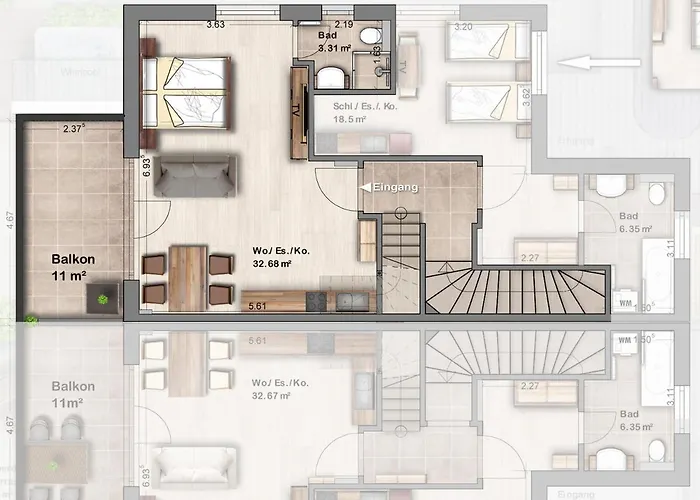 -neubau- 42 Qm Balkon-apartment